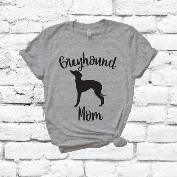 Greyhound Mom Tee Italian Greyhound Dog Mom Unisex T-Shirt Crew Neck Graphic Tee - Picture 1 of 4